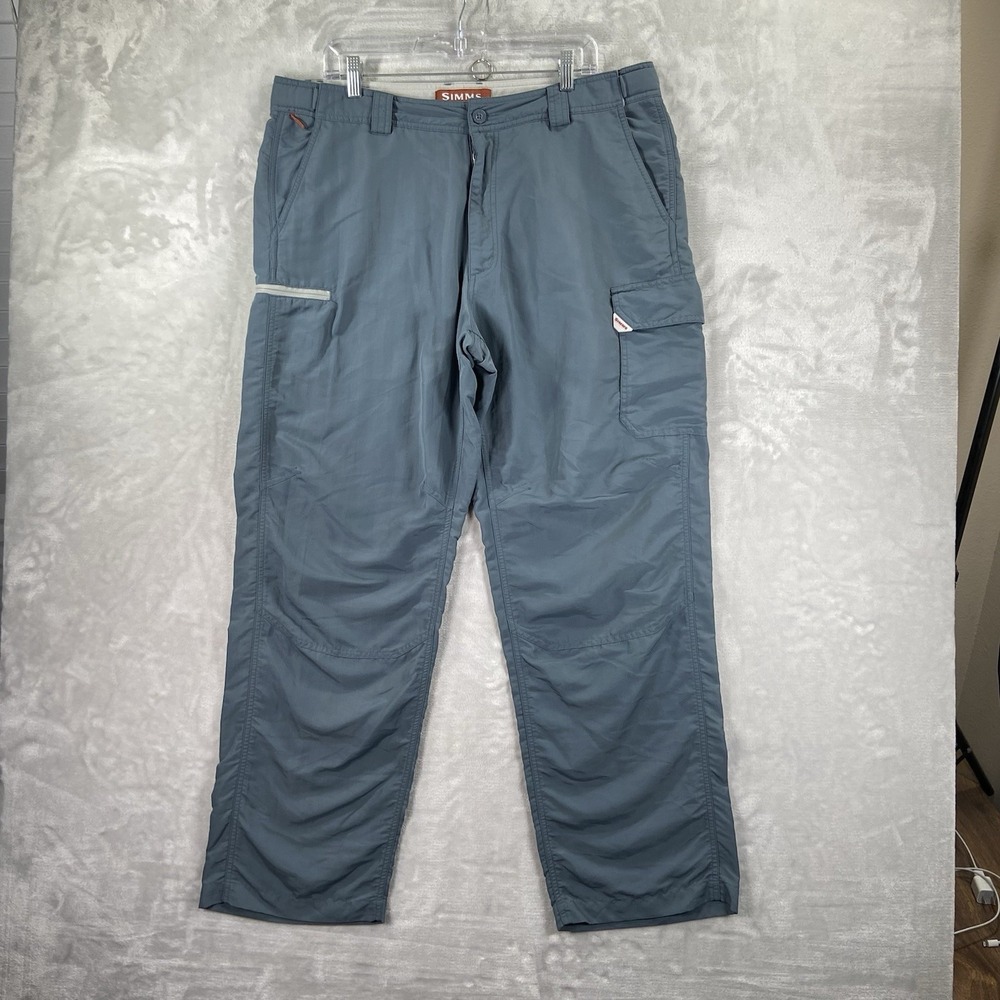 Simms Fishing Pants Mens XL 38x31 Cargo COR3 Gray Lightweight Outdoor Nylon Gray